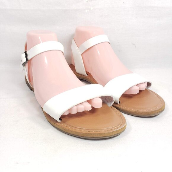 Rampage Open Toe Sandals Women's Size 9.5 White Faux Leather - Picture 2 of 7